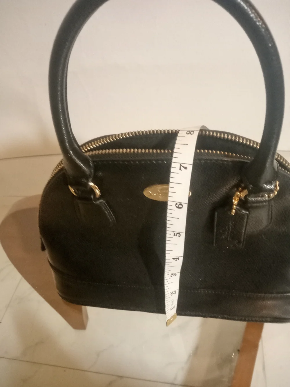 Coach Black Dome Satchel with Gold Hardware